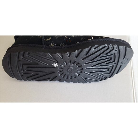 NEW UGG CLASSIC MINI SHIMMERING  ZODIAC SIGNS BLACK BOOTS SZ 5US /36 EU - Picture 7 of 7